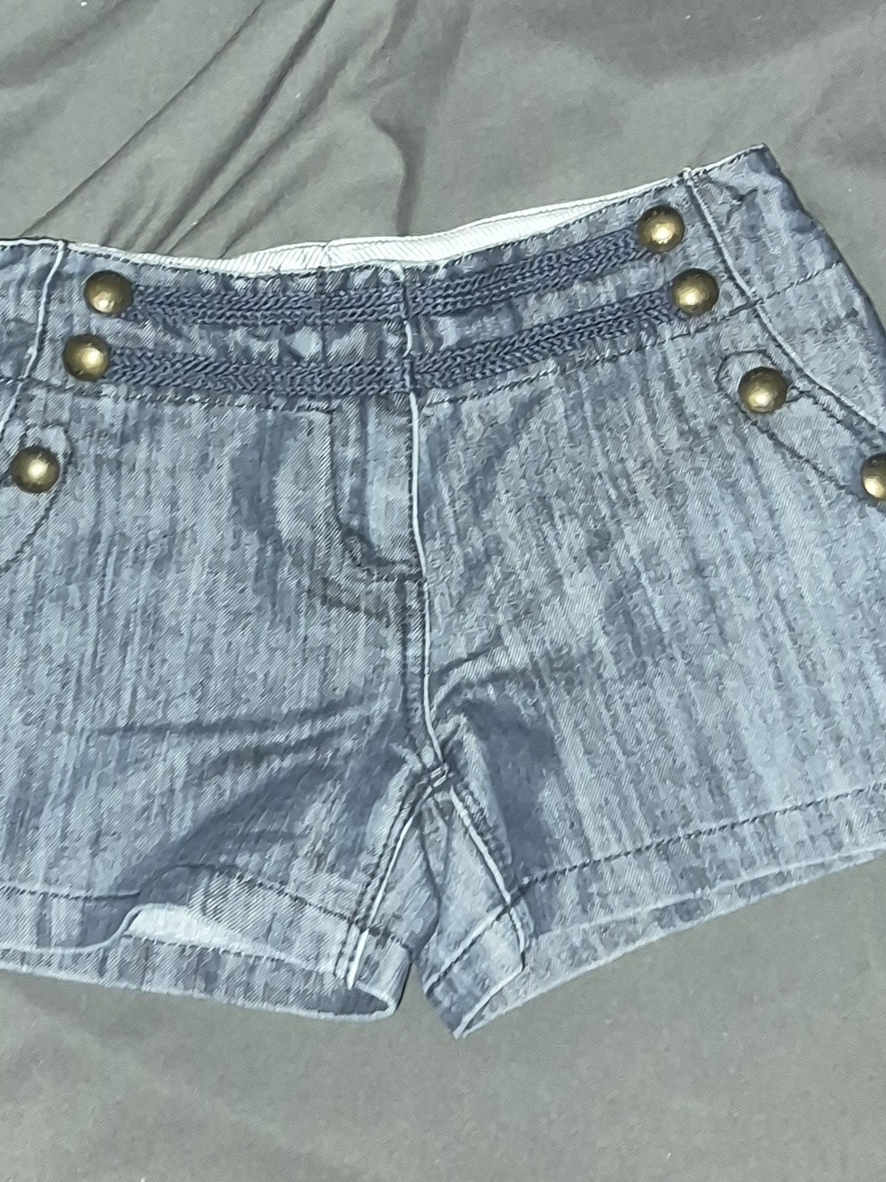 next Navy Blue Girls' Shorts with Brass Button Accents